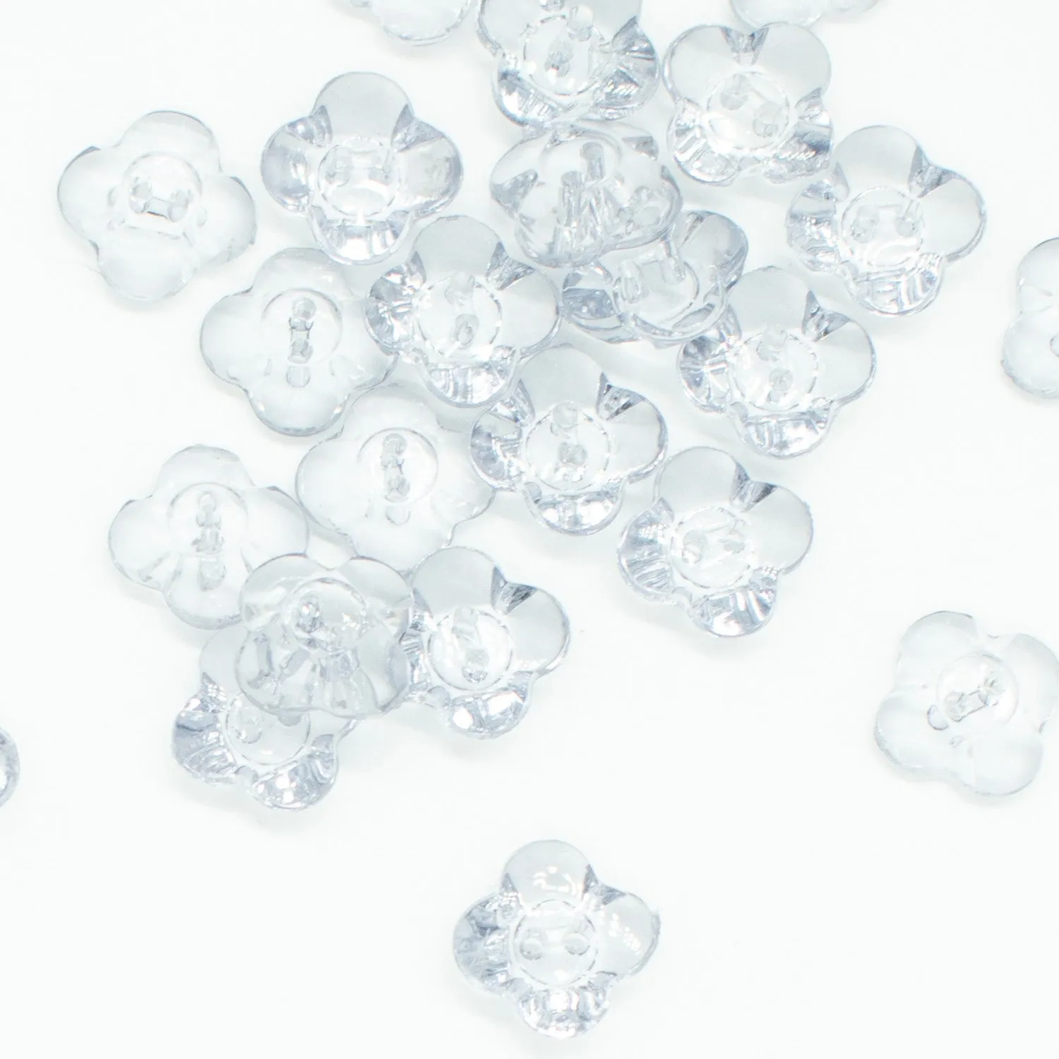 2 Hole Shiny Clear Flower Button 13mm