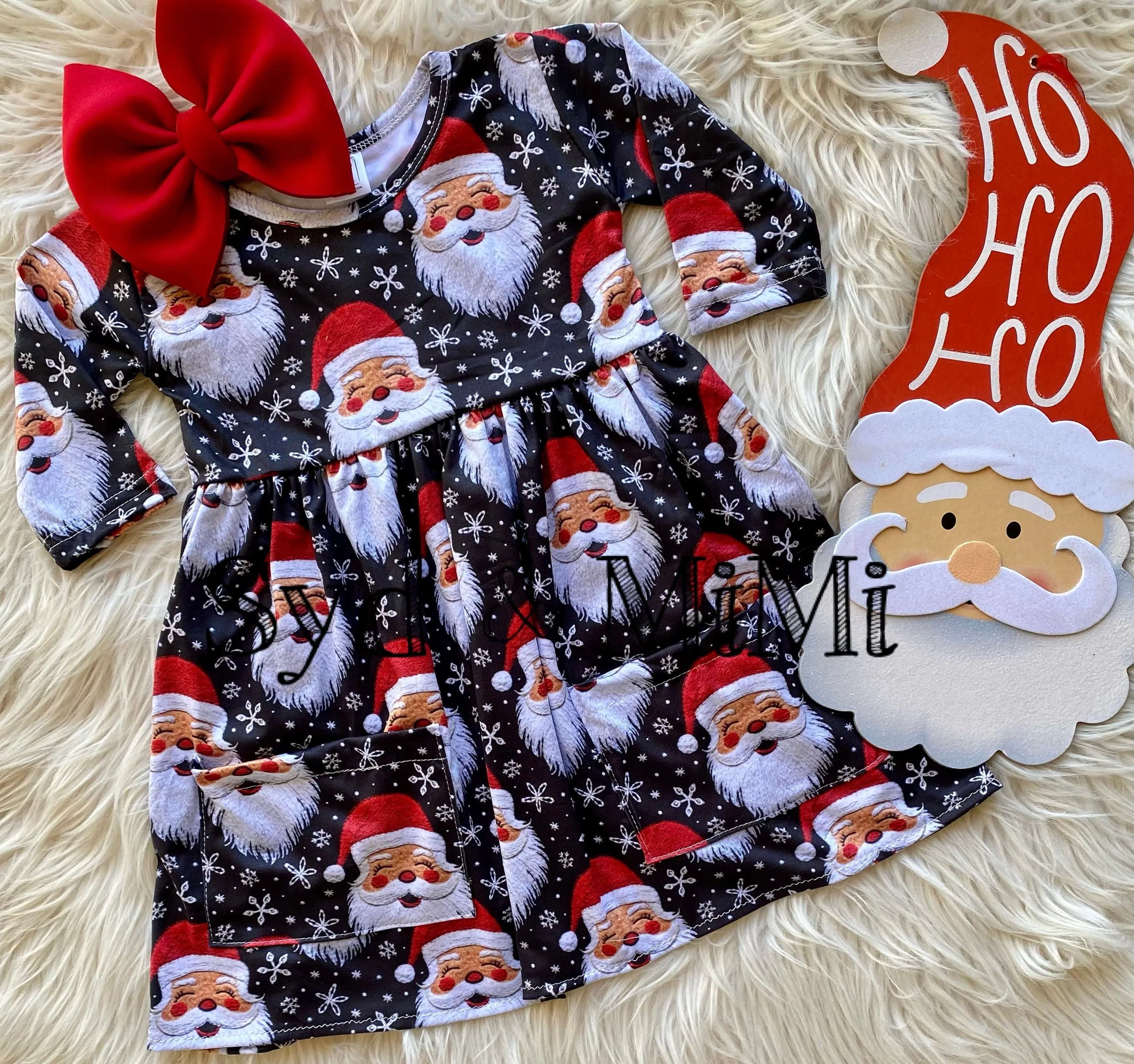 2 left! 3T & 6/7yr ~ Pocket Dress ~ Snowy Santa