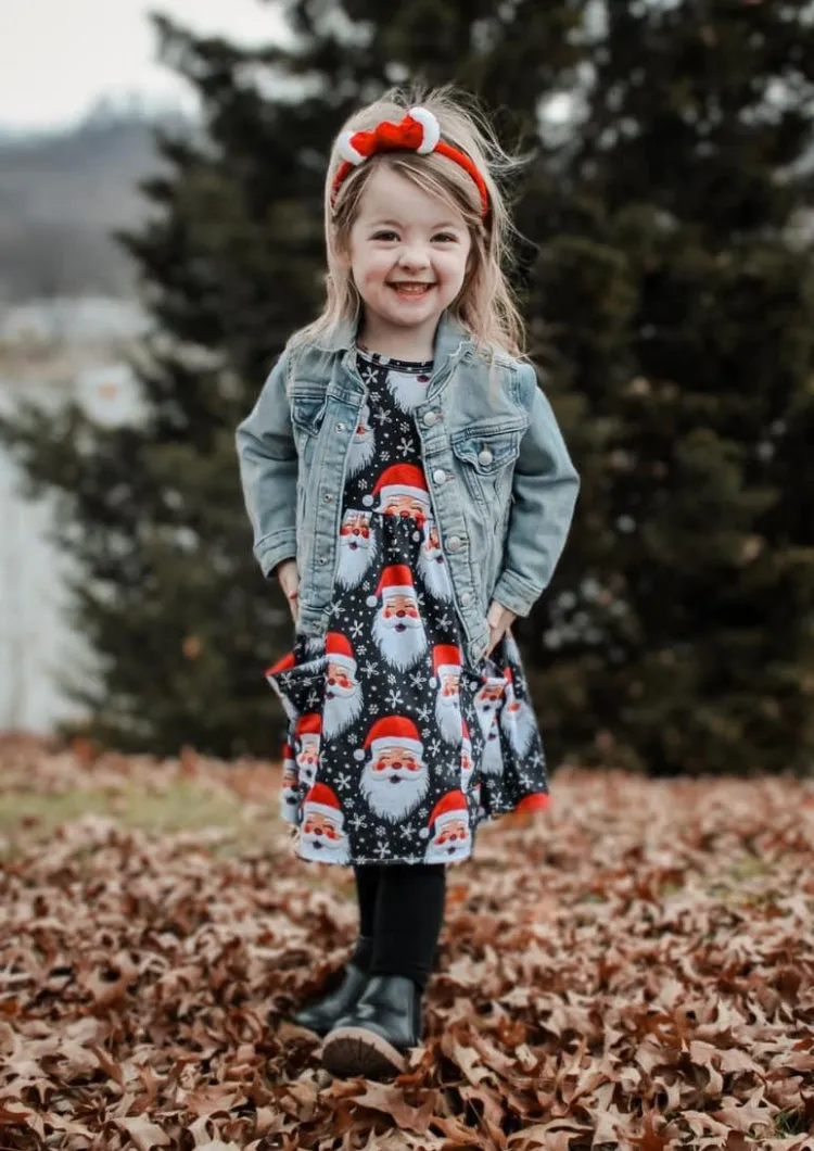 2 left! 3T & 6/7yr ~ Pocket Dress ~ Snowy Santa