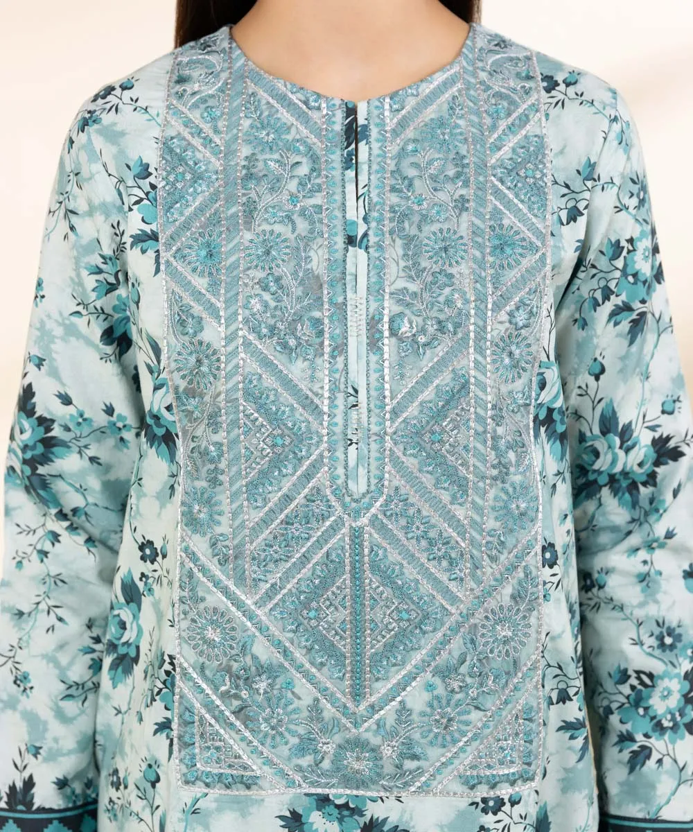 2 Piece - Embroidered Linen Suit