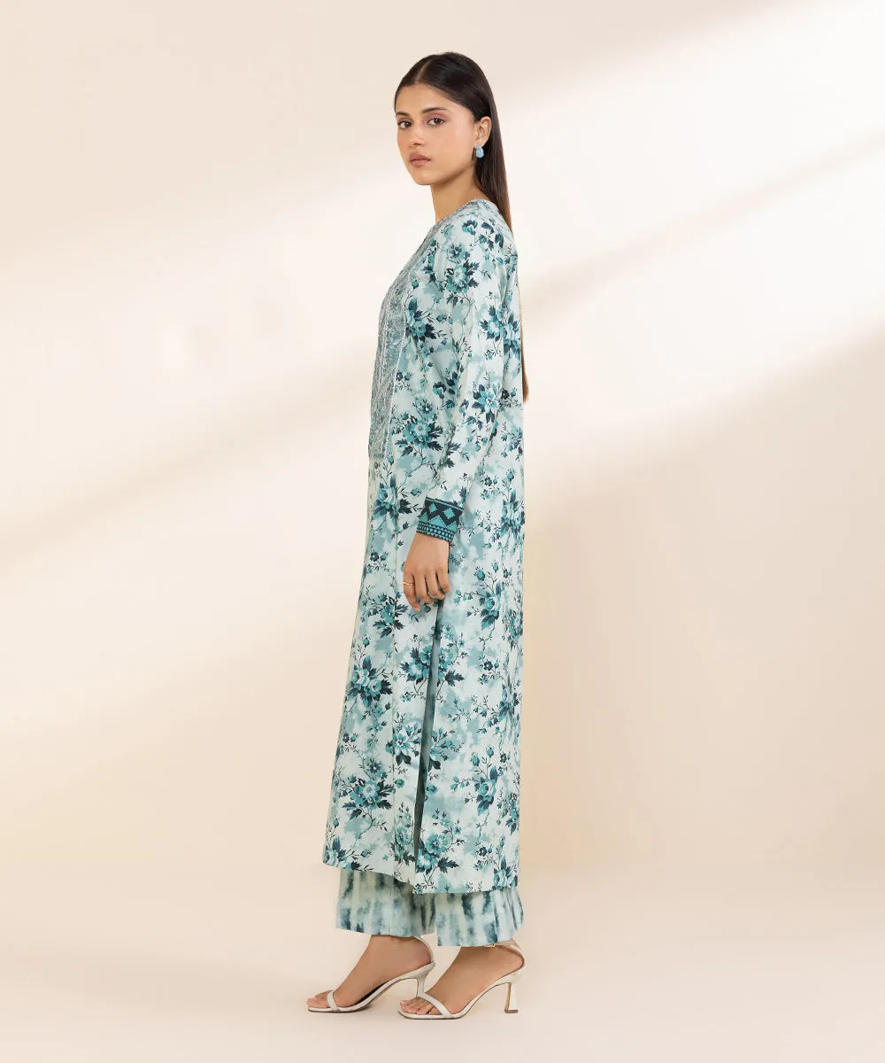 2 Piece - Embroidered Linen Suit