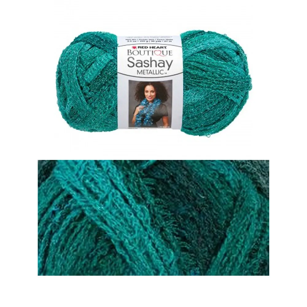 2 X Crochet Yarn Malachite Metallic Sashay Knitted Scarf Green Teal Knit Aqua