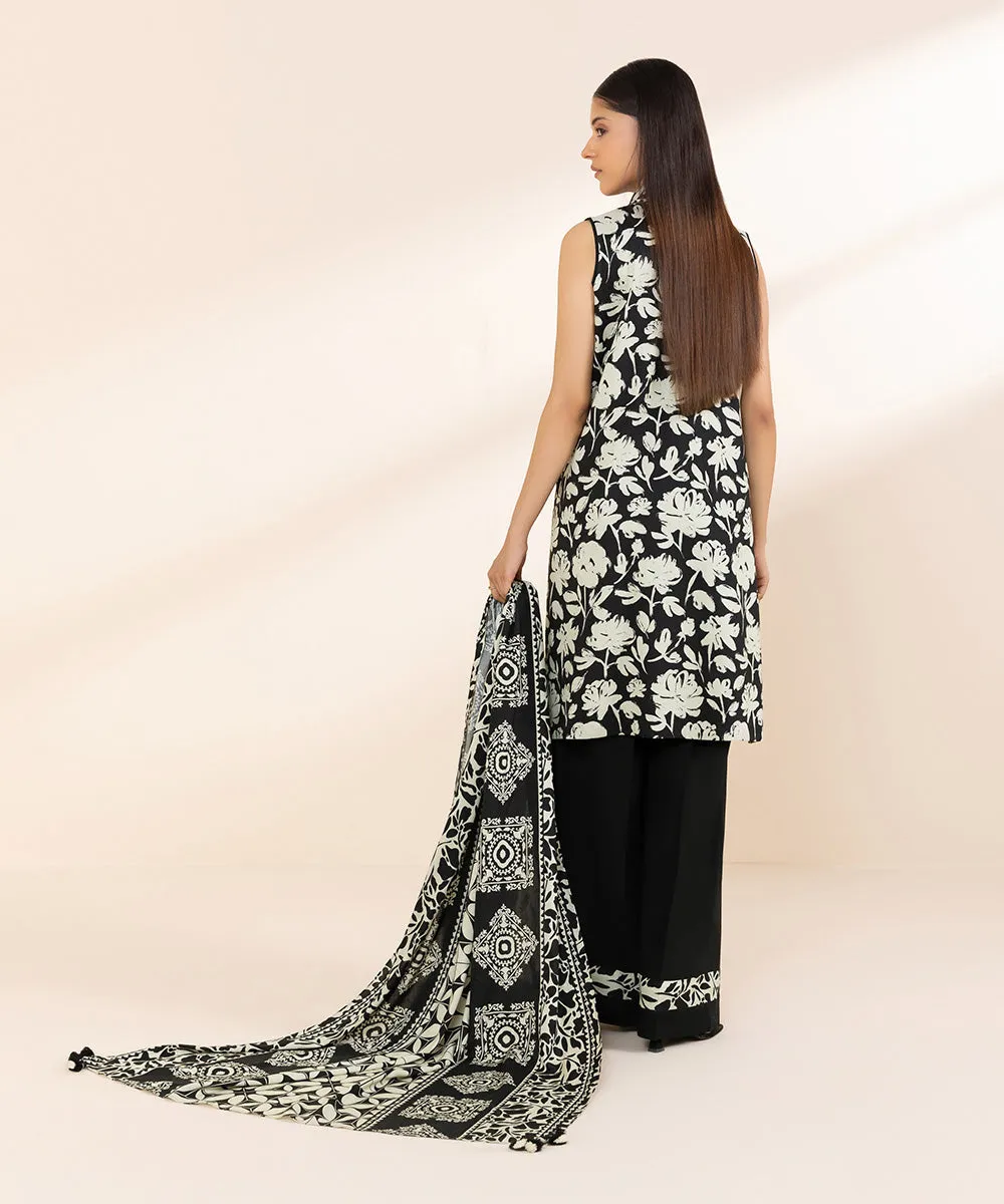 3 Piece - Printed Linen Suit