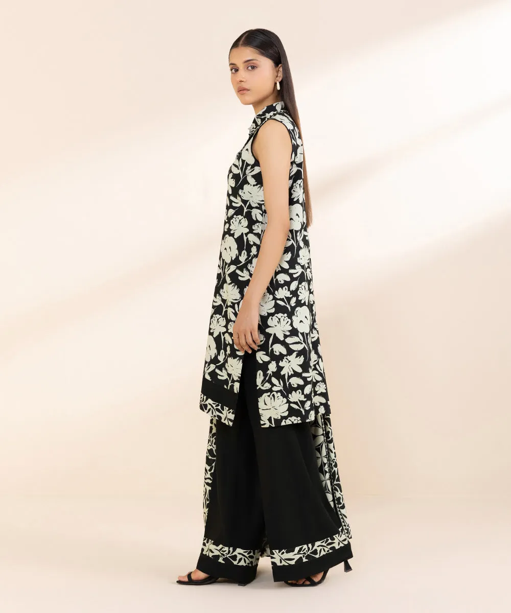 3 Piece - Printed Linen Suit