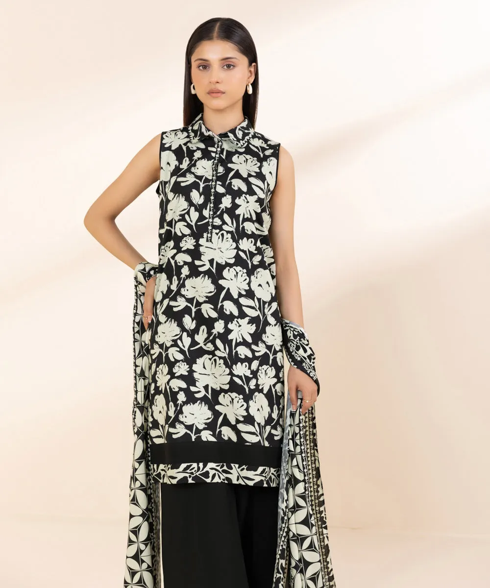 3 Piece - Printed Linen Suit