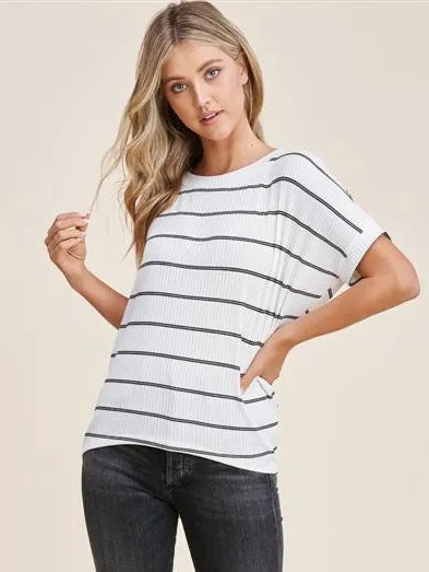 A Stripe Above Top in Ivory