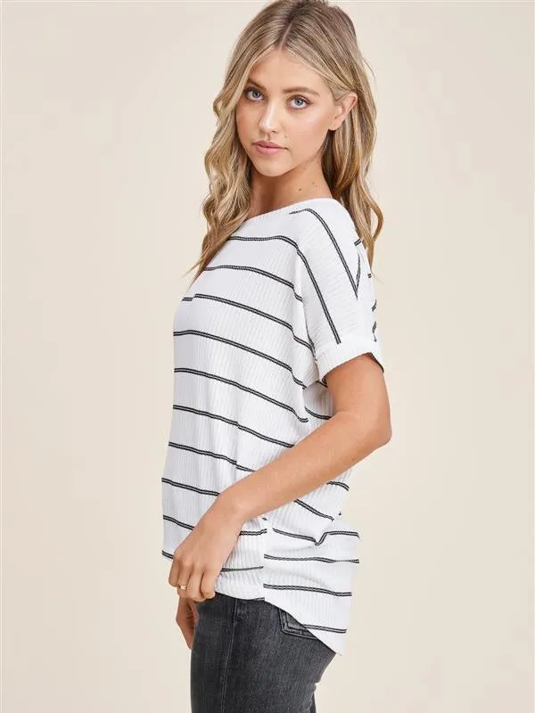 A Stripe Above Top in Ivory