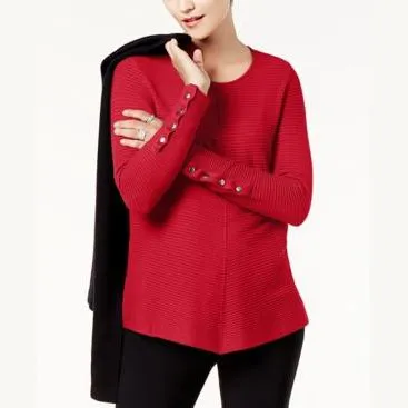 Alfani Ribbed Snap-Detail Sweater