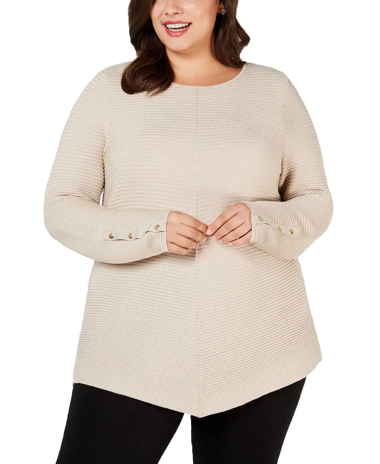 Alfani Ribbed Snap-Detail Sweater