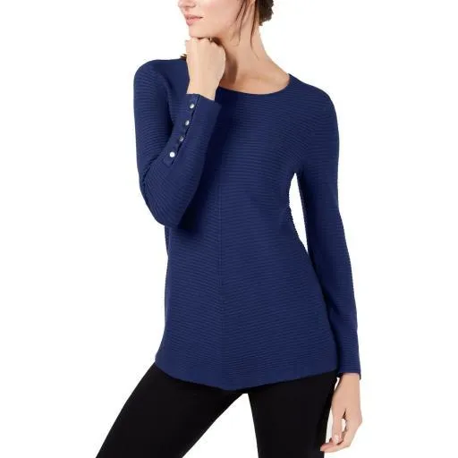 Alfani Ribbed Snap-Detail Sweater