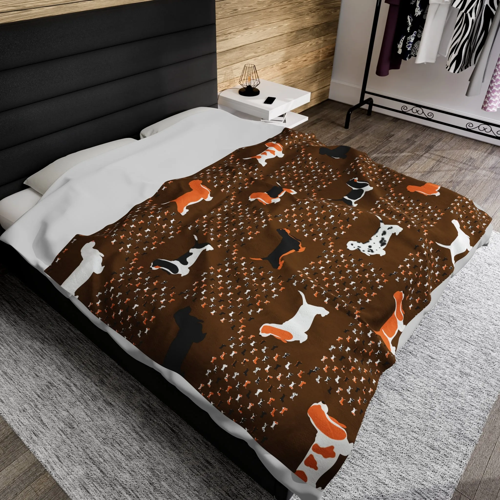 Basset Hounds (various coats pattern) - Velveteen Plush Blanket