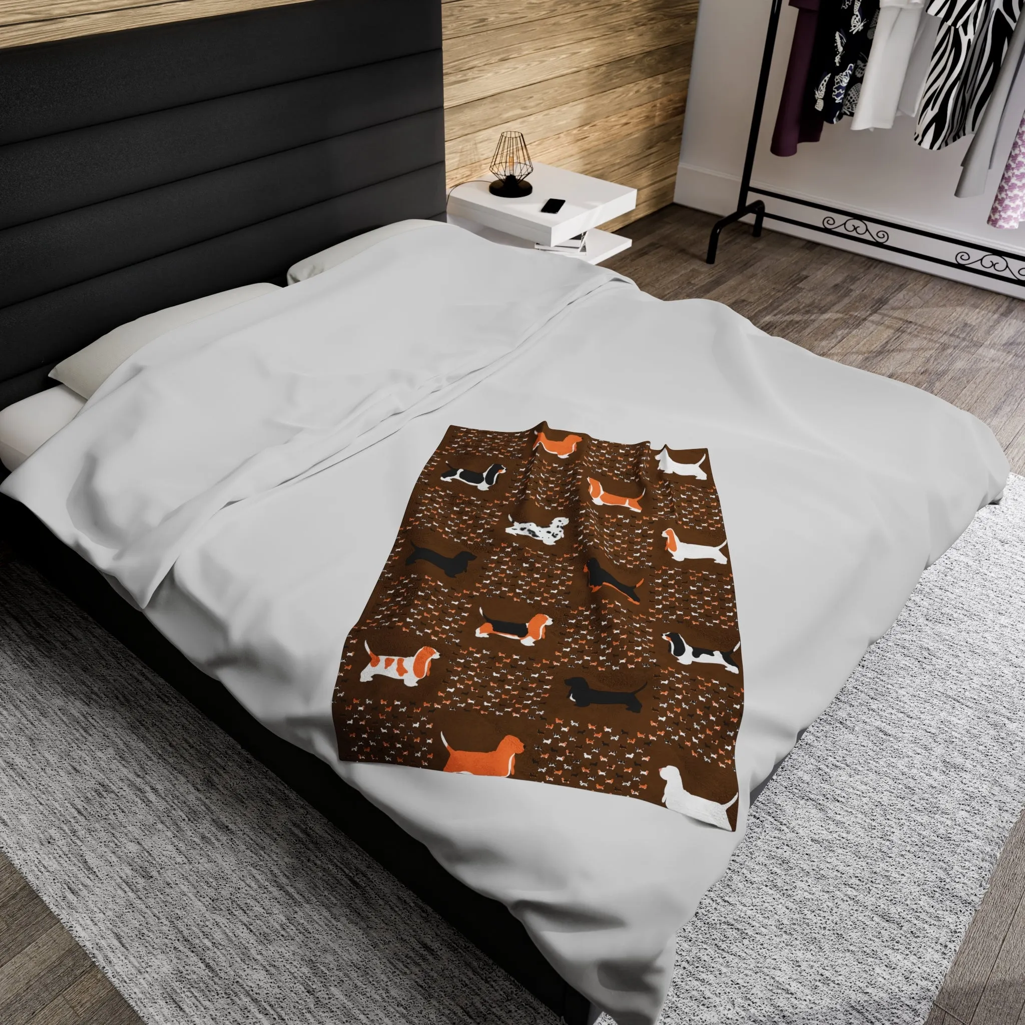 Basset Hounds (various coats pattern) - Velveteen Plush Blanket