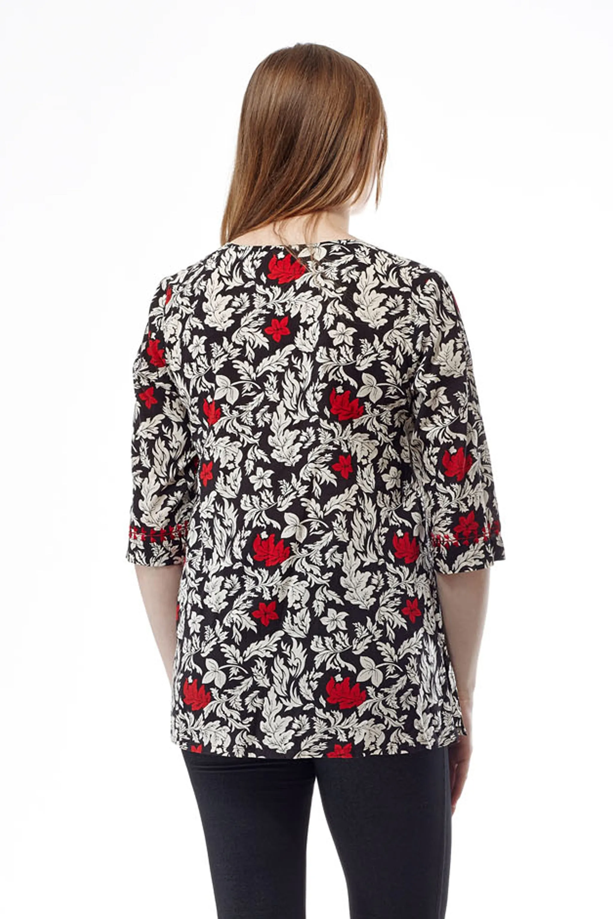 Black and Red Floral Top