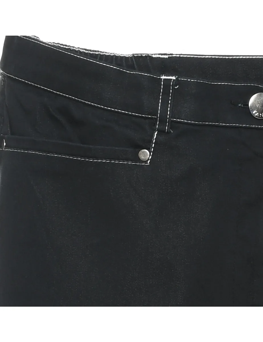 Black Contrast Stitch Trousers - W32 L27