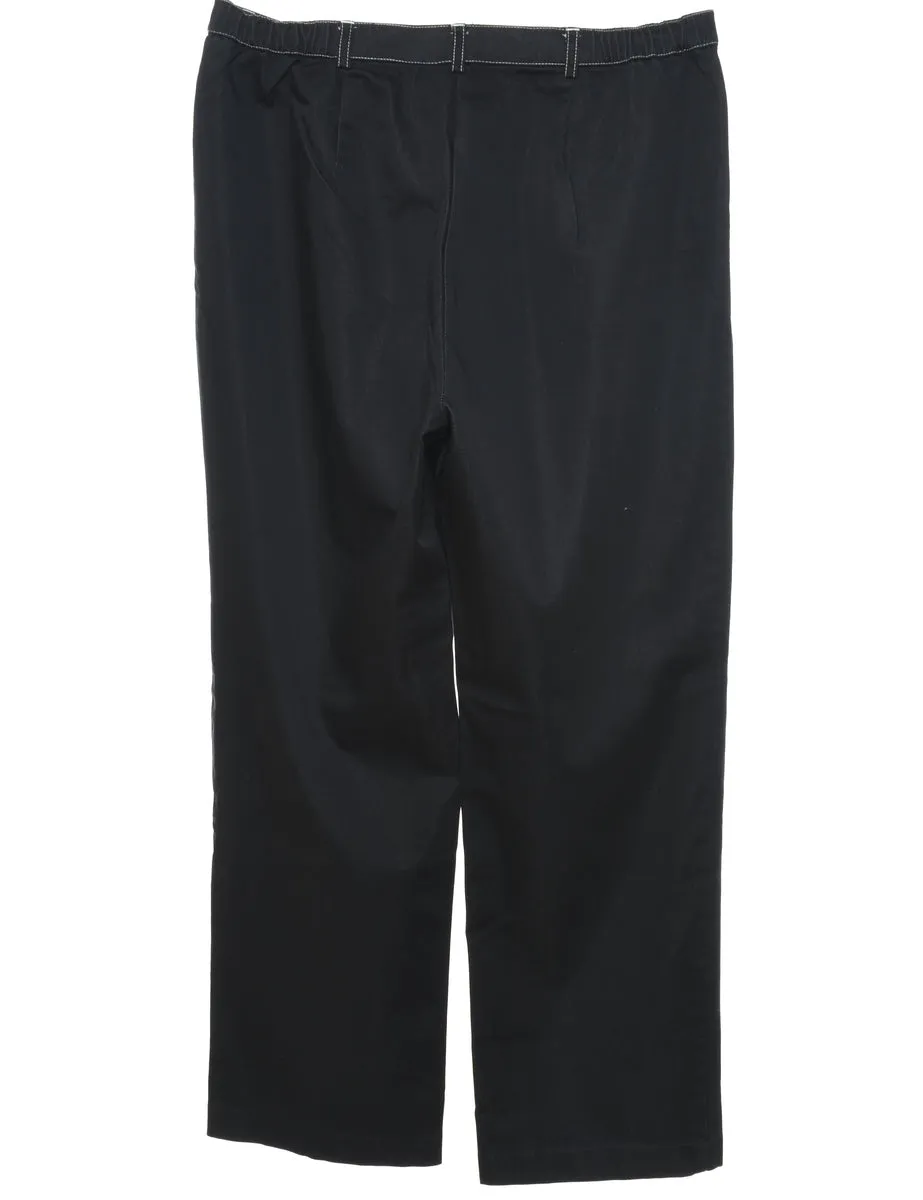 Black Contrast Stitch Trousers - W32 L27