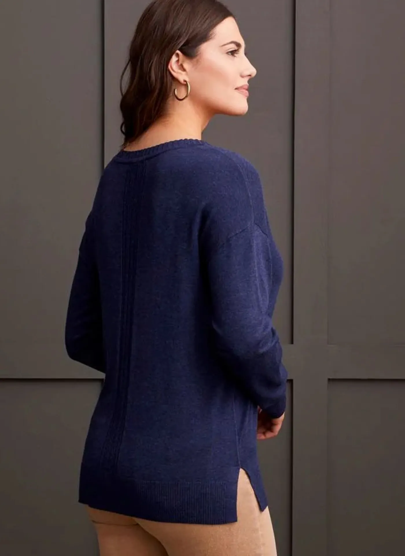 Cable Knit Detail VNeck Sweater