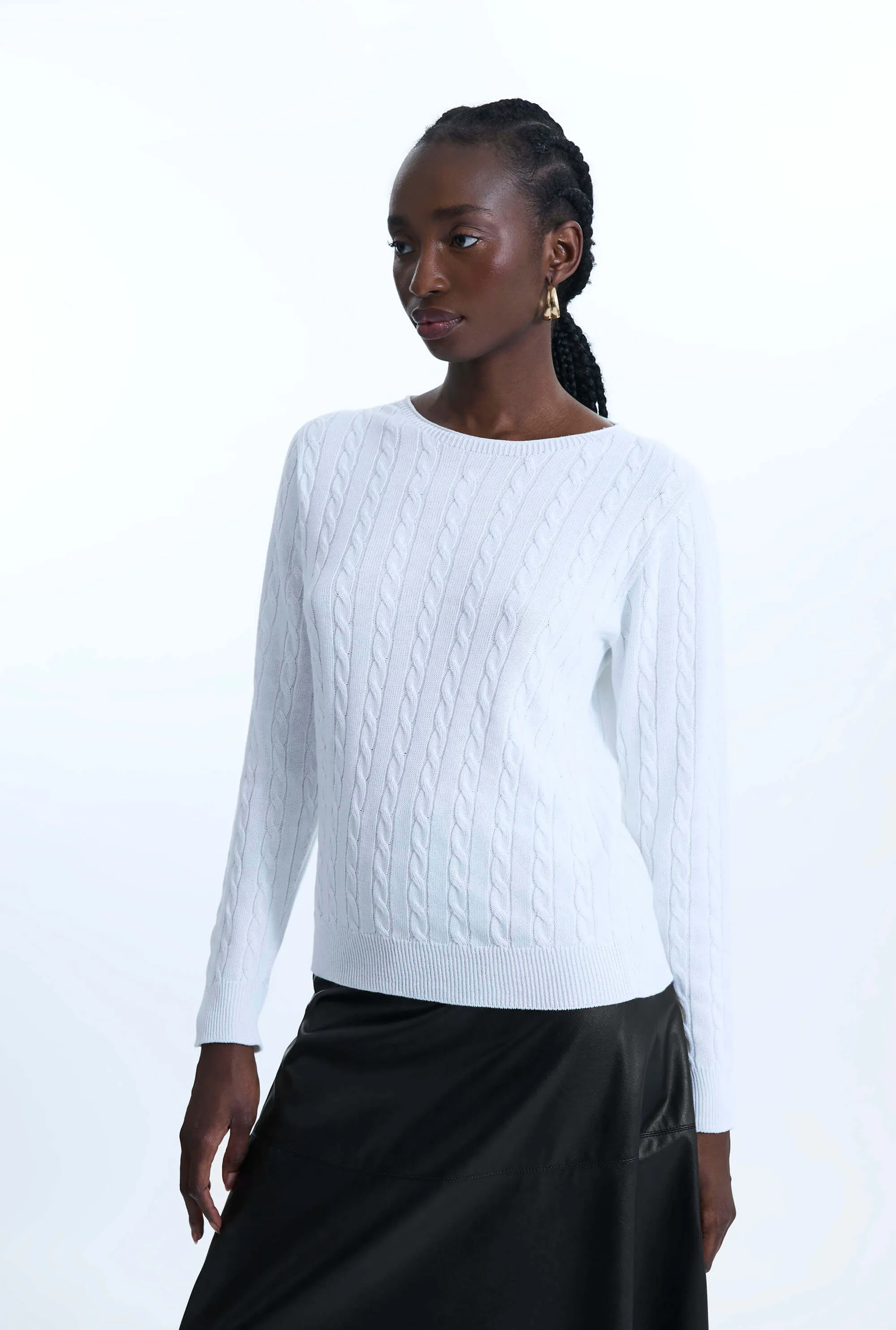 Cable Knit Jumper White