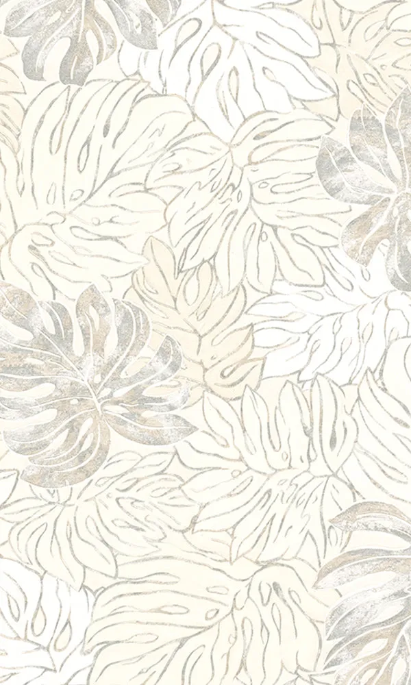 Casual Tan Graphic Monstera Leaves 30431