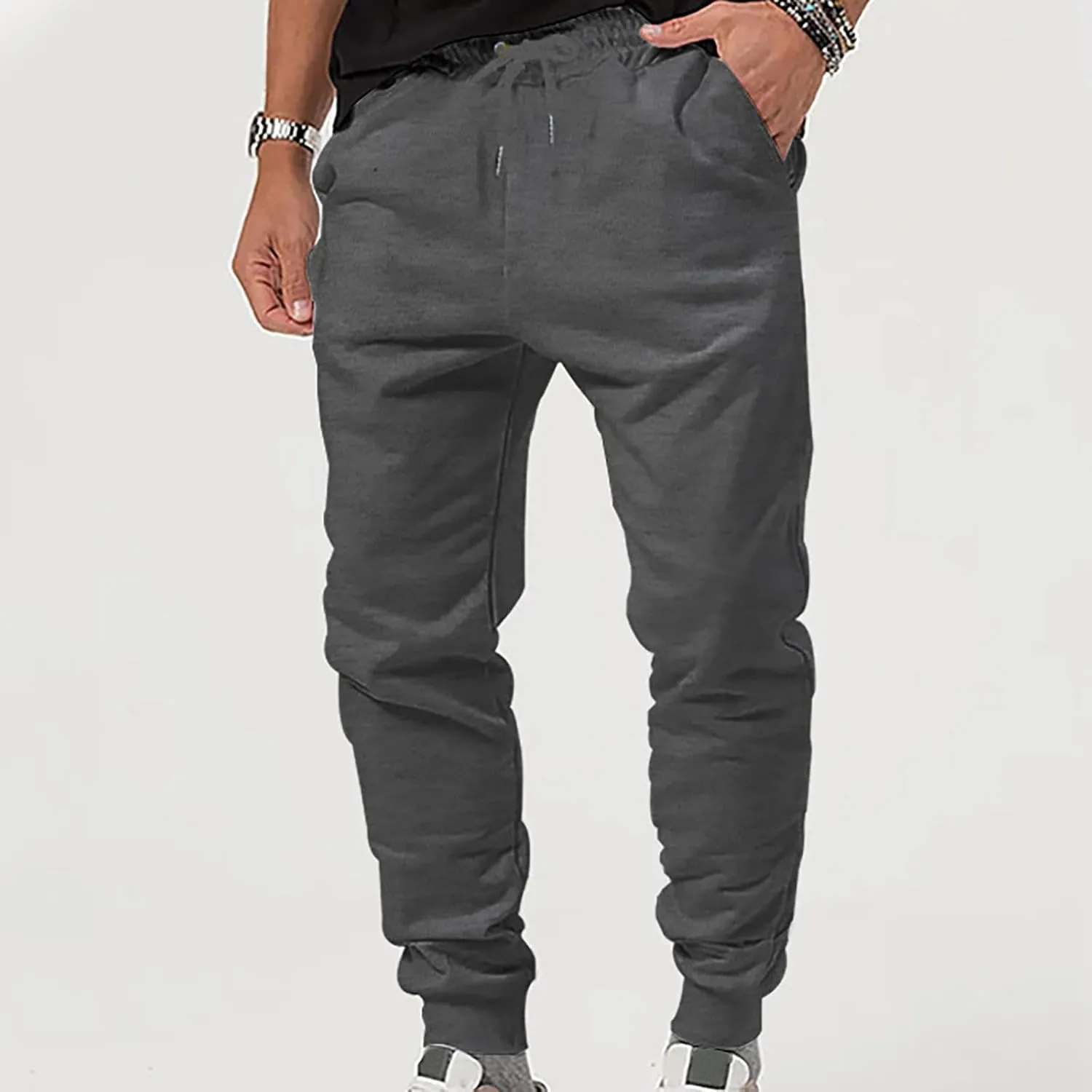 Casual Trousers Casual Jogger Work Pants Men's Slim-Fit Wrinkle- Flat-Front Chino Mens Loose Fleece Cargo Trousers