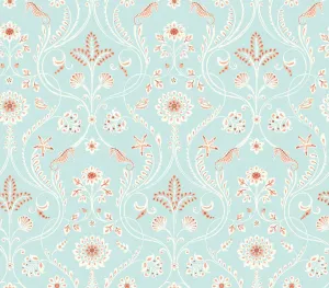 Chesapeake 3113-12001 Island Turquoise Damask Wallpaper