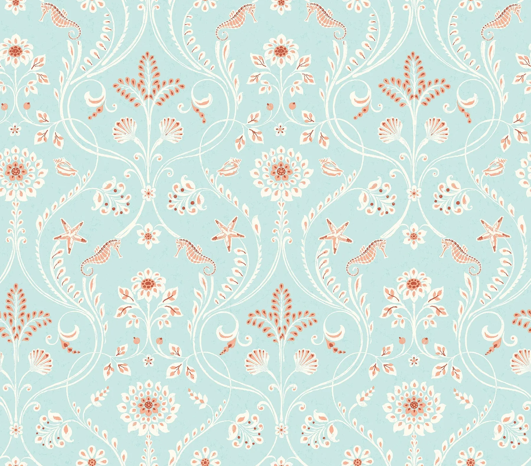 Chesapeake 3113-12001 Island Turquoise Damask Wallpaper