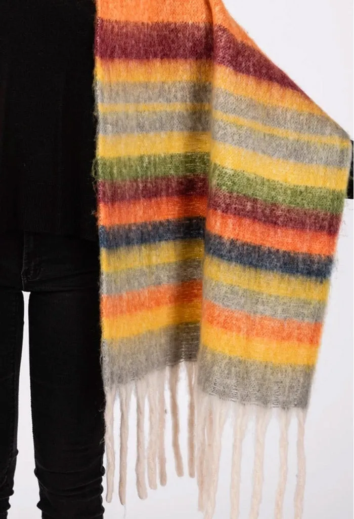 Claudia Stripe Scarf-Orange