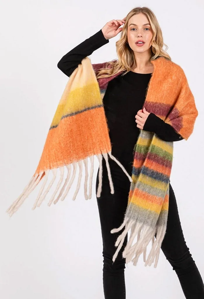 Claudia Stripe Scarf-Orange