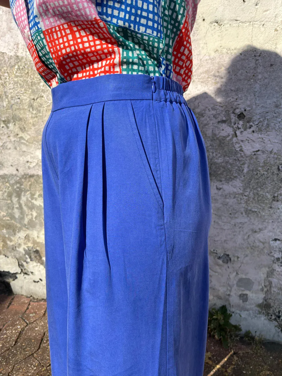 Cobalt  Lyocell Wide Trousers