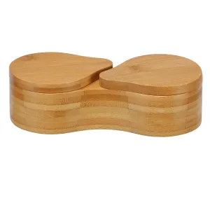 Cortesi Home Carol Natural Bamboo Salt and Pepper Herbs and Spice Box with Rotating Top