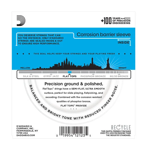 D'Addario EFT16 Flat Tops Phosphor Bronze Acoustic Guitar Strings .012-.053