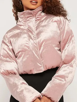 Dames kort pufferjack - Elegant, lange mouw, ritssluiting