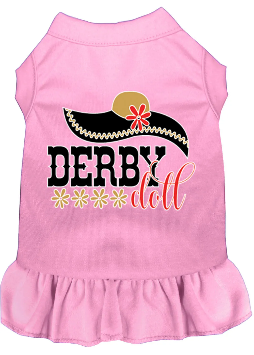 Derby Doll Screen Print Dog Dress Light Pink 4x (22)