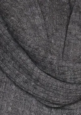 Dk. Grey Melange Baby Cable-Knit Fine Wool Scarf