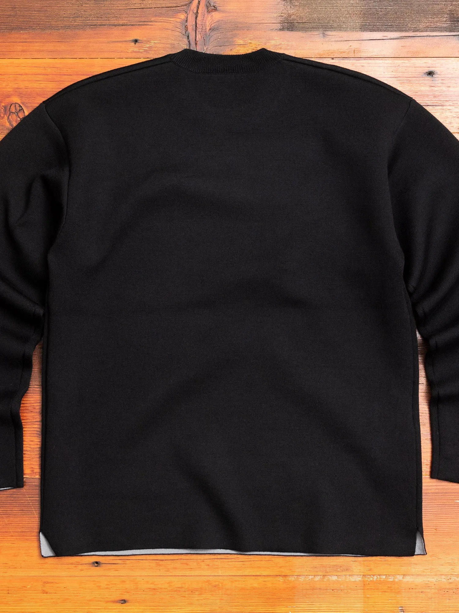 Double Face Wool Crewneck Sweater in Black