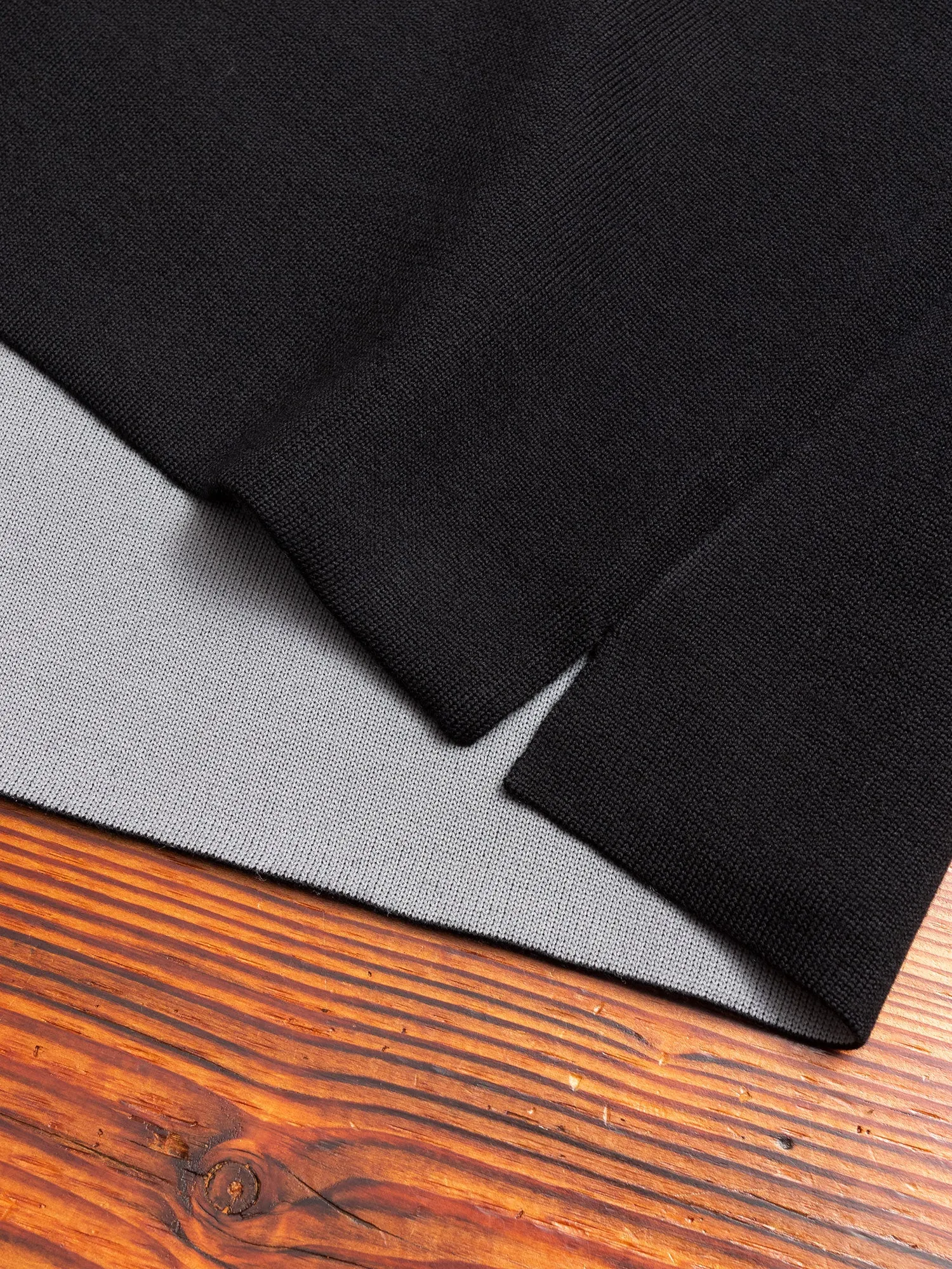 Double Face Wool Crewneck Sweater in Black