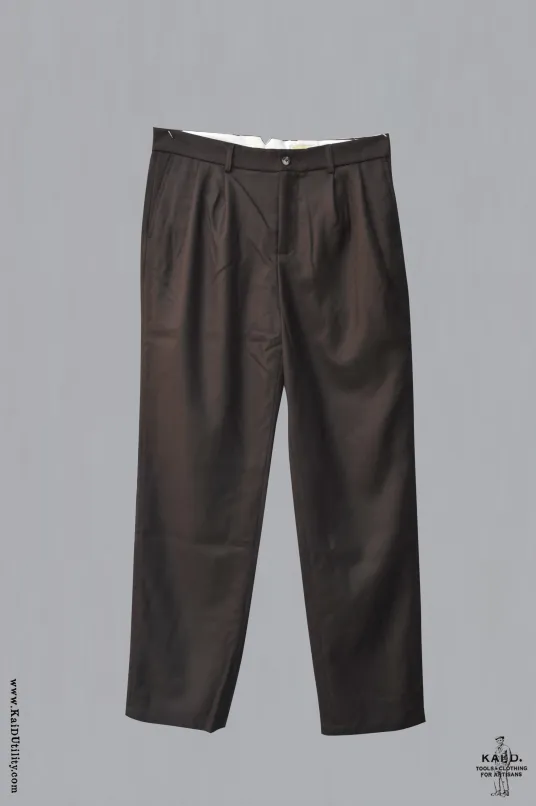 Double Pleat Trousers - Deep Brown - 34