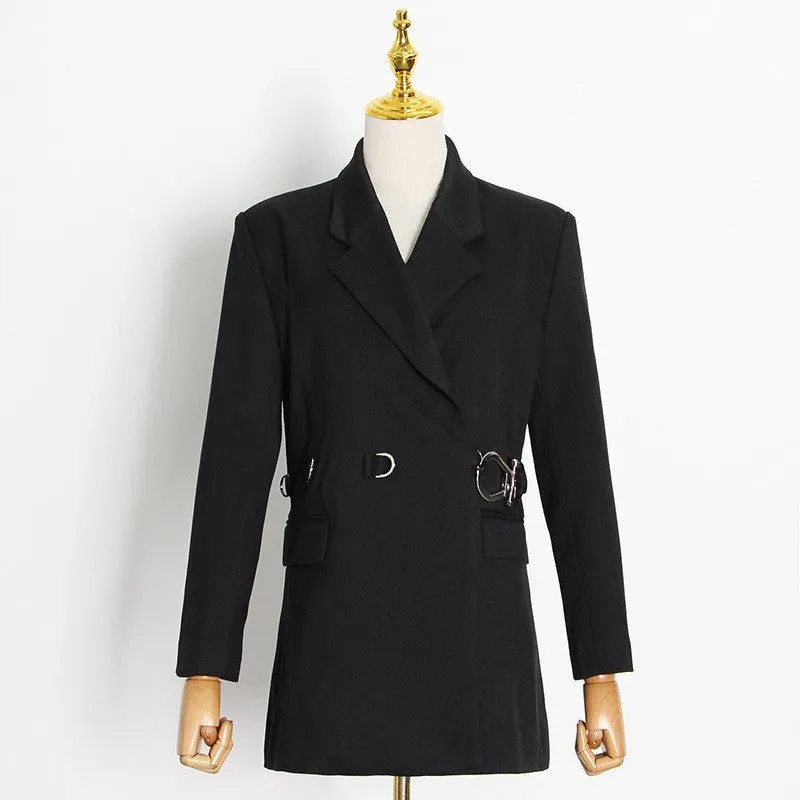 Elegant Slim Fit Small Business High Sense Slimming Retro Summer Elegant Belt Blazer for Women