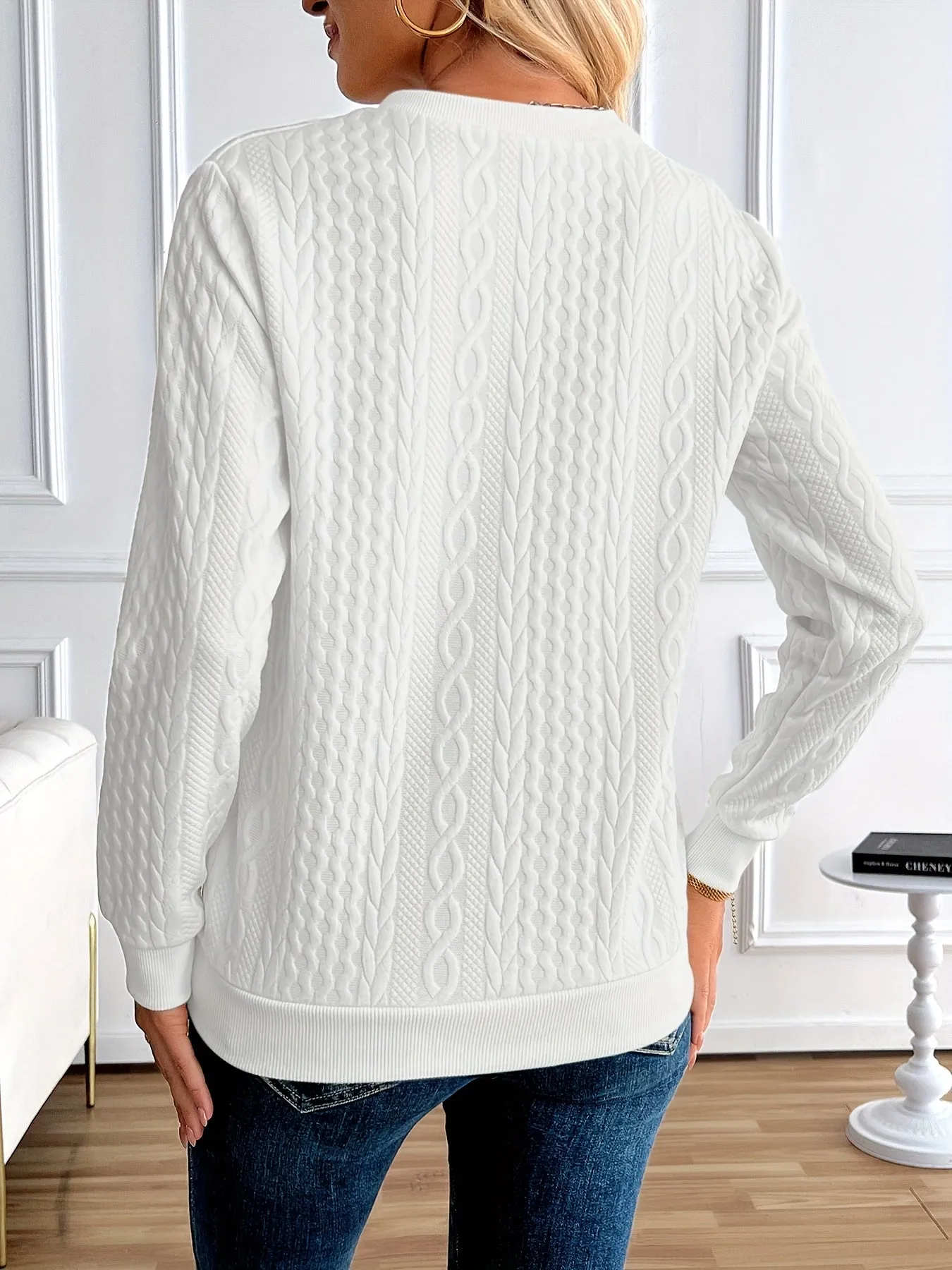 Elegant Solid Color Half-Zip Sweatshirt - Long Sleeve Pullover for Spring/Autumn