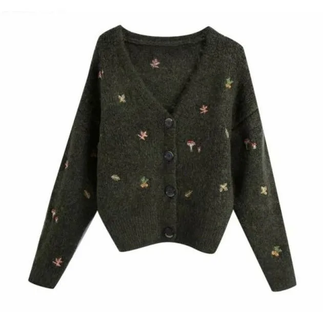ELEGANT V-NECK EMNROIDERY SWEATER