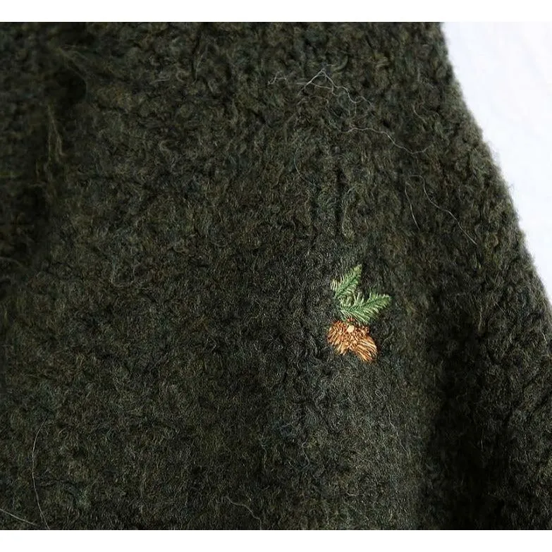 ELEGANT V-NECK EMNROIDERY SWEATER