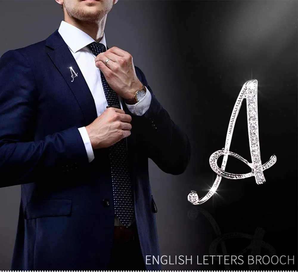 ETHOON Letter Brooch Pins Initial Rhinestone Brooch for Women Crafts Silvery A-Z
