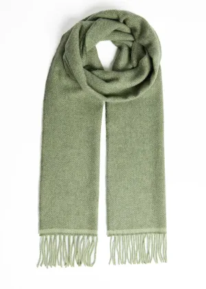 Foxford Lambswool Scarf | Green Herringbone