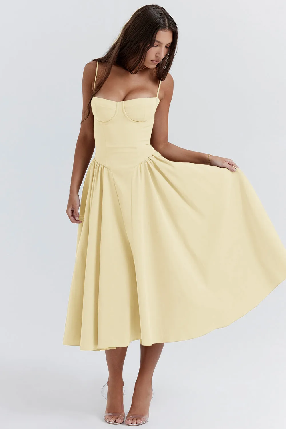 French Vintage Court-Style Suspenders Dress