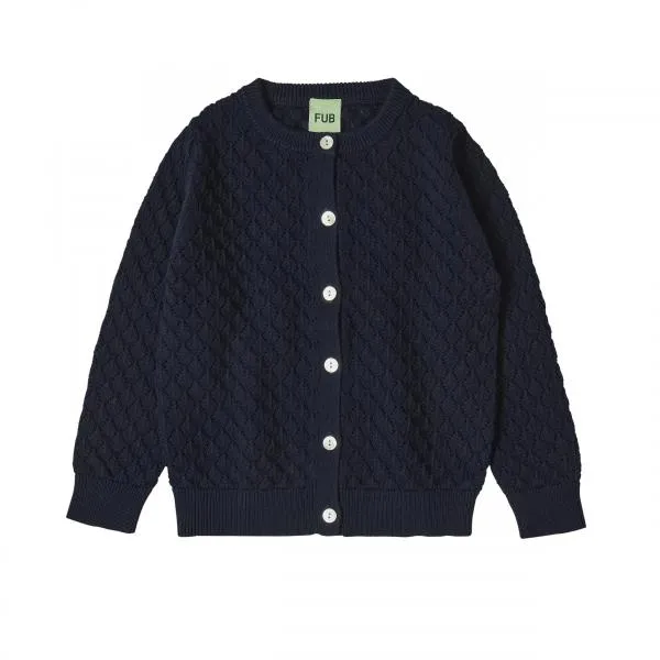 FUB Pointelle Cardigan (3024 SS 132) -- dark navy