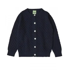 FUB Pointelle Cardigan (3024 SS 132) -- dark navy