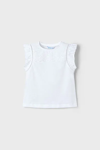 girls eyelet trim tank