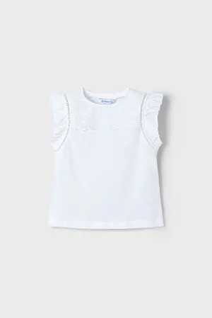 girls eyelet trim tank