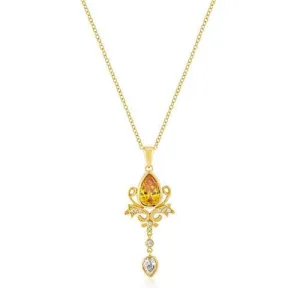 Golden Elegant Teardrop Crest Pendant