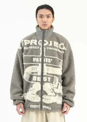 GREY/WHITE  PARIS' BEST JACQUARD FLEECE JACKET