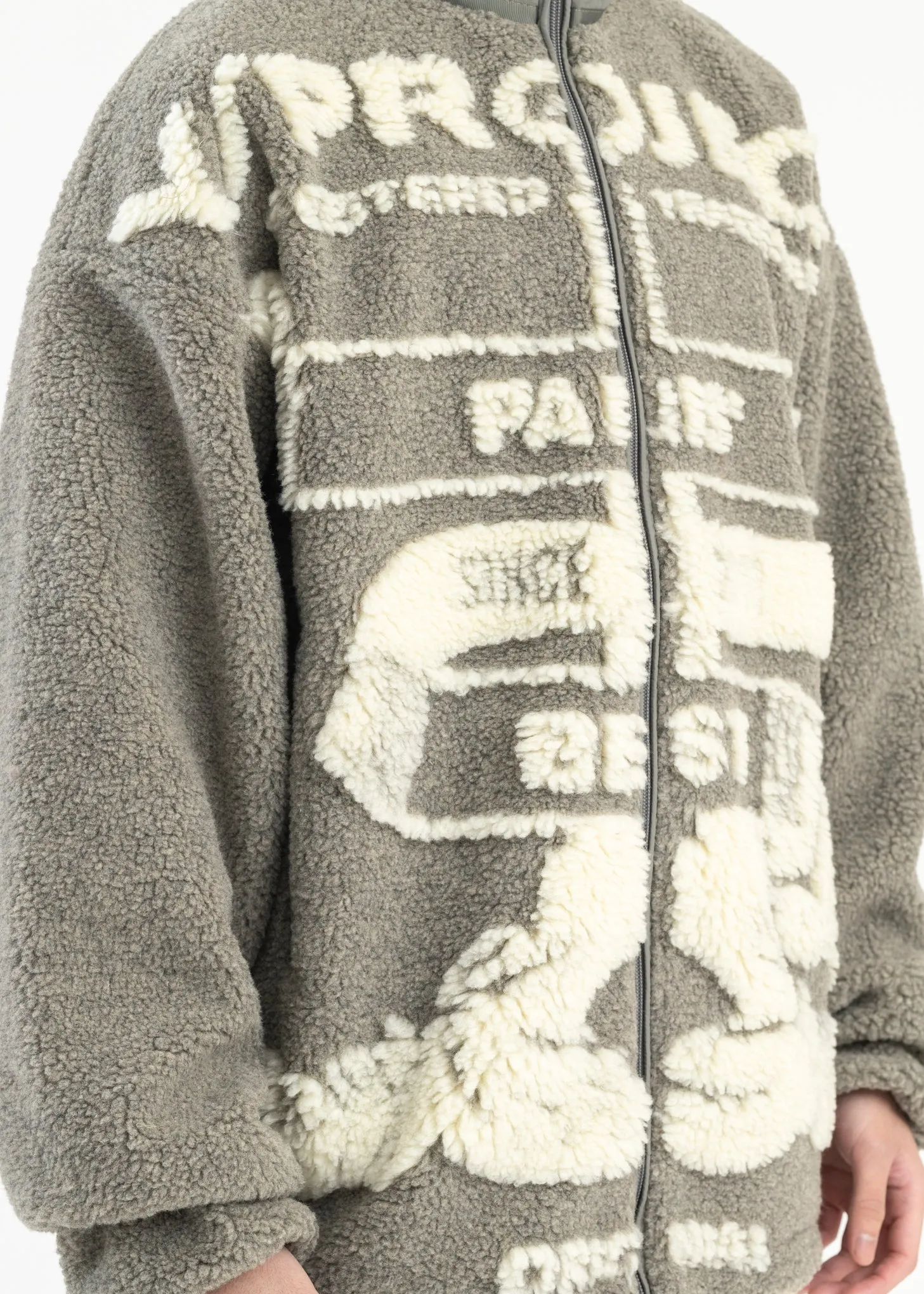 GREY/WHITE  PARIS' BEST JACQUARD FLEECE JACKET